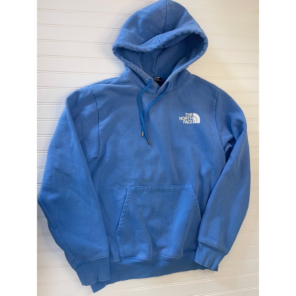 The North Face Mens Blue Graphic Hoodie Camping Tent Pullover Sweatshirt Medium